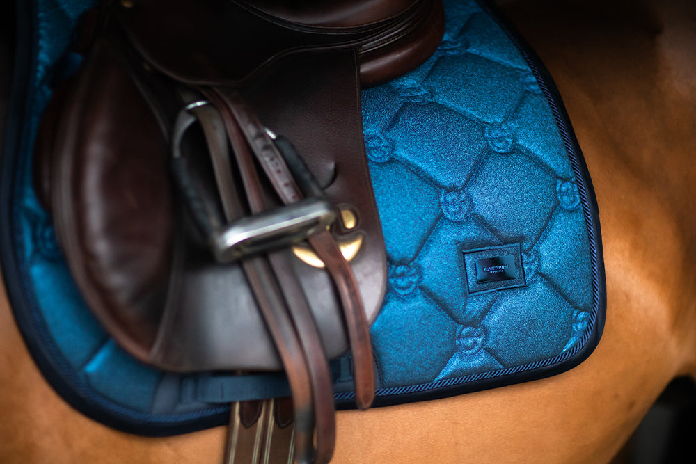 Blue Meadow Glimmer Equestrian Jump Saddle Pad: Quick-Dry, Moisture-Wicking, Stylish Design