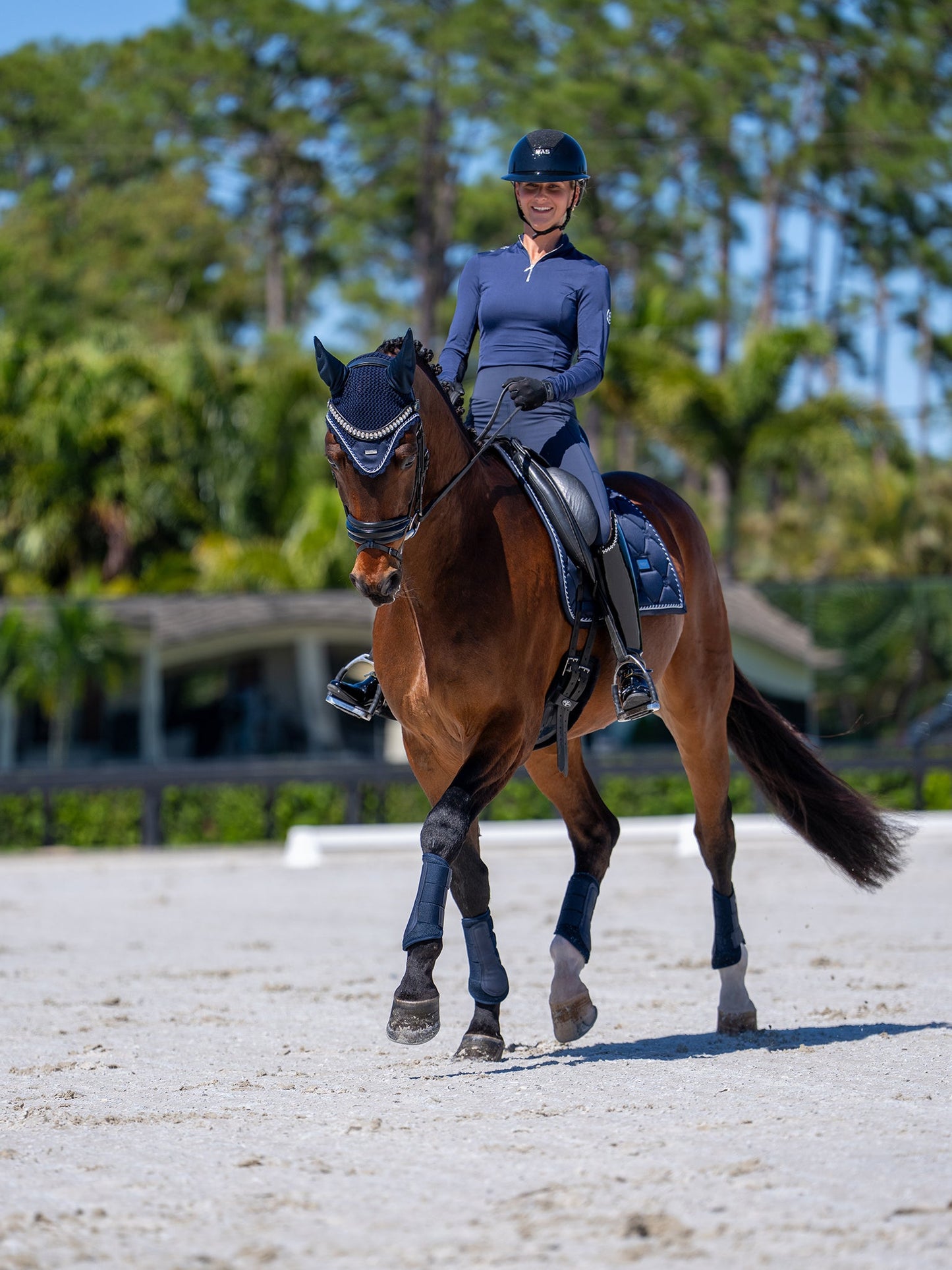Equestrian Stockholm Breathable Mesh Brushing Boots for Horses - Midnight Blue Protection
