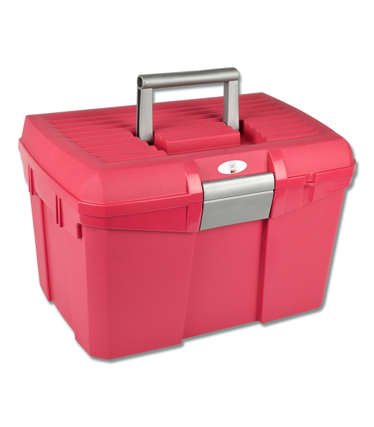 Sturdy Plastic Equestrian Grooming Kit Box with Removable Tray & Brush Holder, Lockable