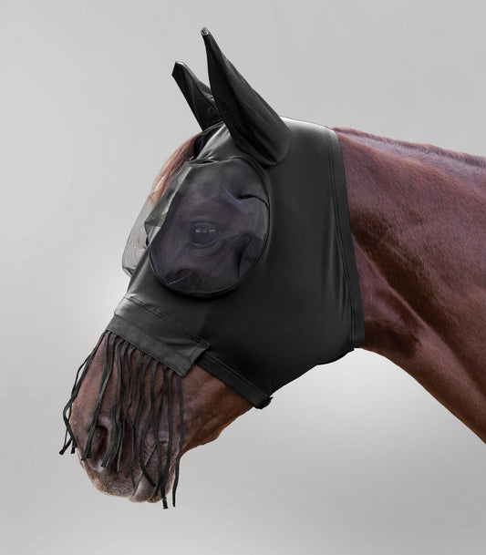 Puck fly mask with nose fringes