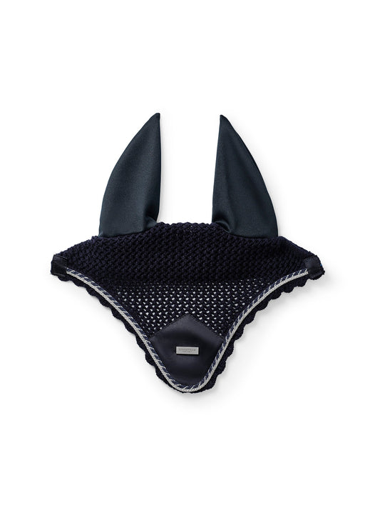Elegant Midnight Blue Horse Ear Bonnet: Noise Reduction, Insect Protection