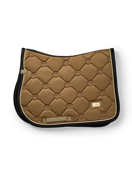 Luxury Golden Brass Jumping Saddle Pad: Breathable, Dirt-Repellent, Elegant Equestrian Gear