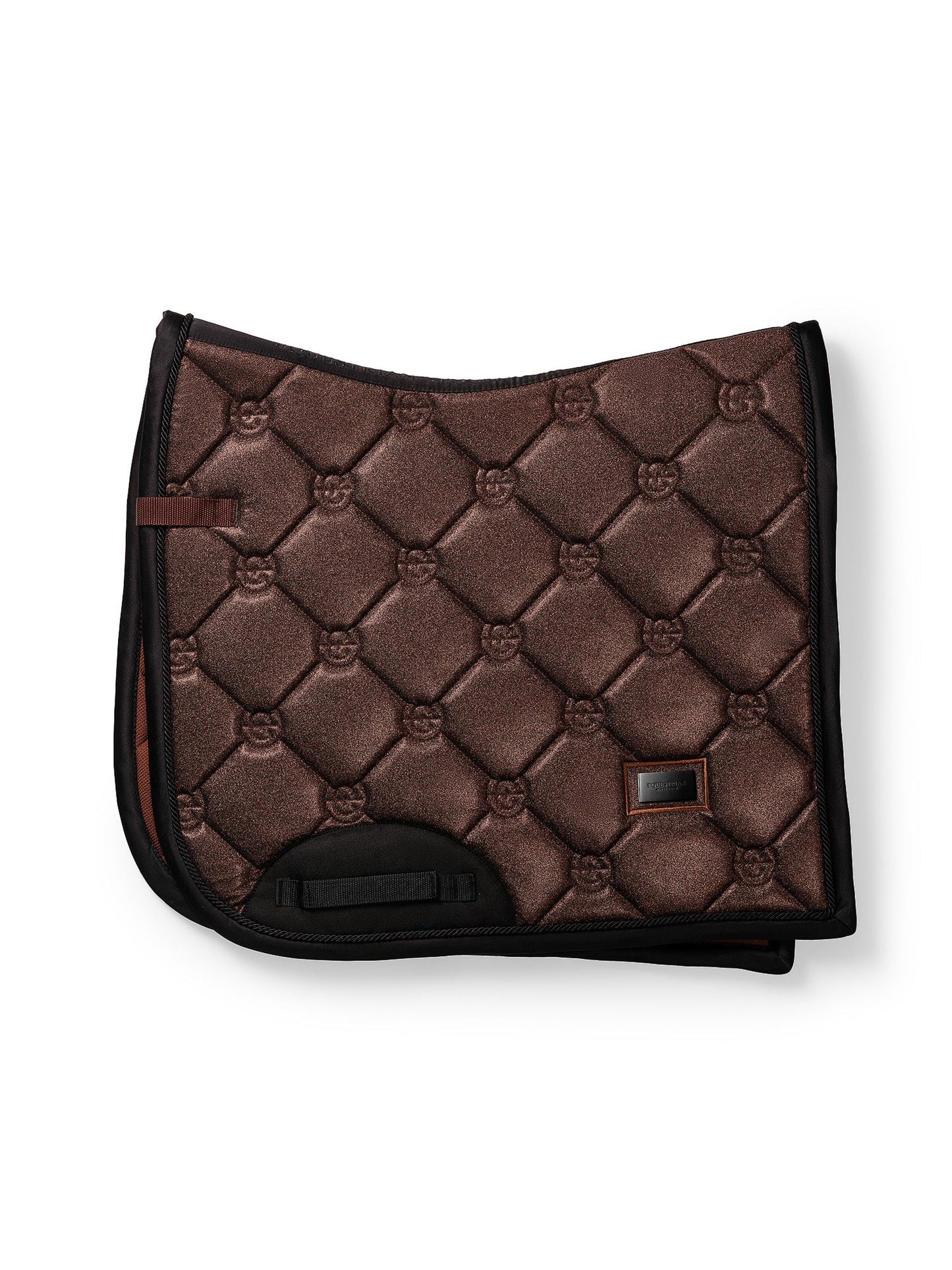 Elegant Mahogany Glimmer Dressage Saddle Pad: Quick-Dry, Moisture-Wicking, Chrome Accents