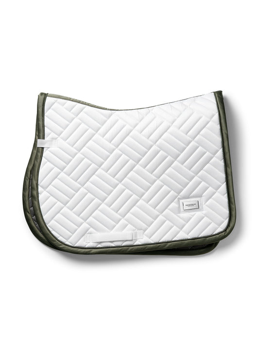 Modern White Jump Saddle Pad: Elegant Quilted, Bamboo Lined, Moisture-Wicking, Anti-Bacterial
