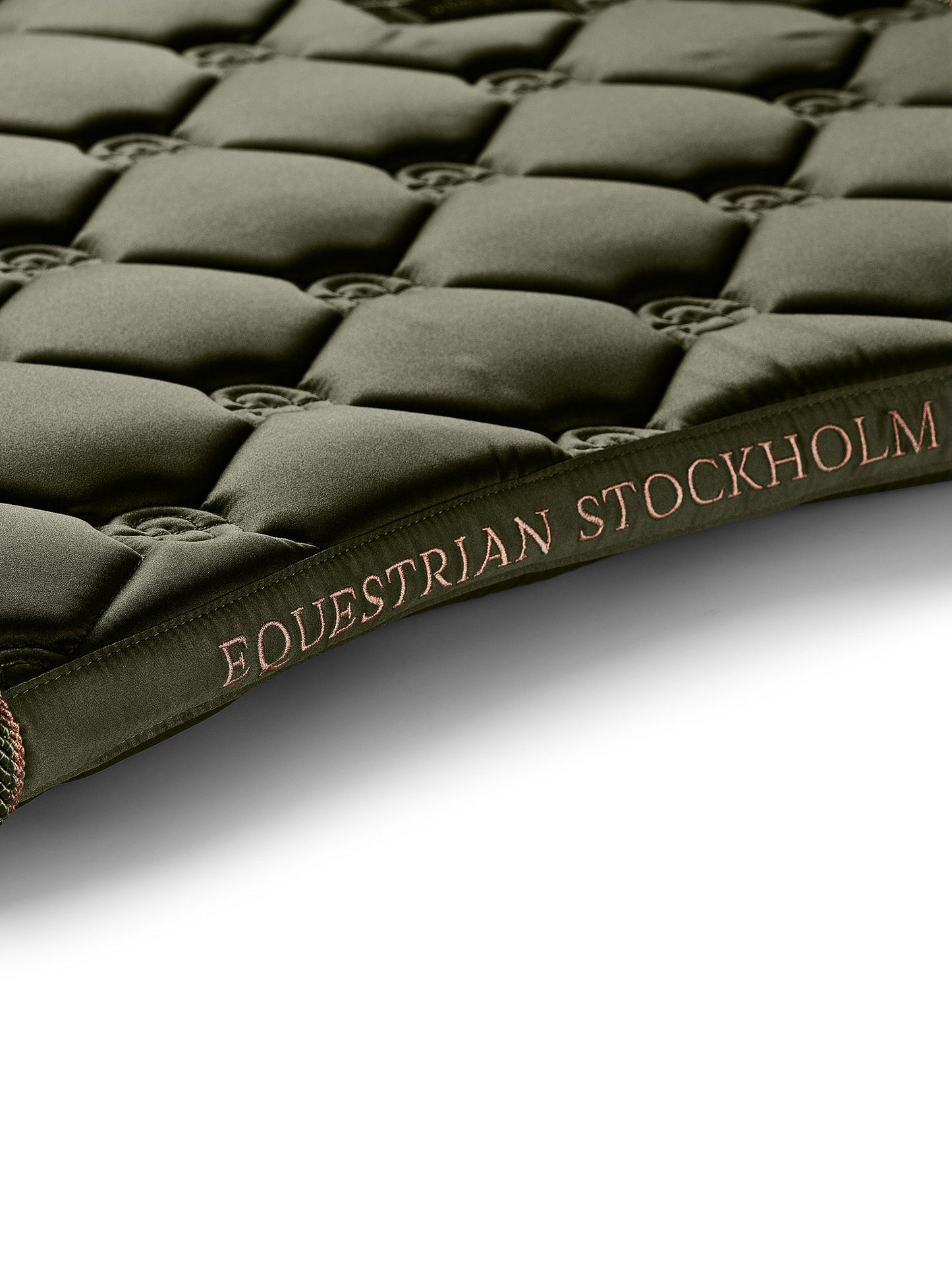 Equestrian Stockholm Striking Valley Dressage Saddle Pad: Olive Green, Rose Gold