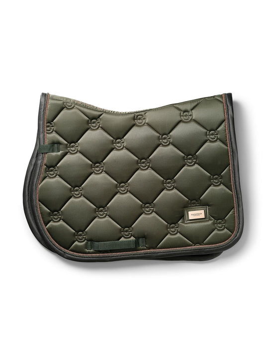 Elegant Olive Green Jump Saddle Pad With Rose Gold, Quick-Dry Comfort