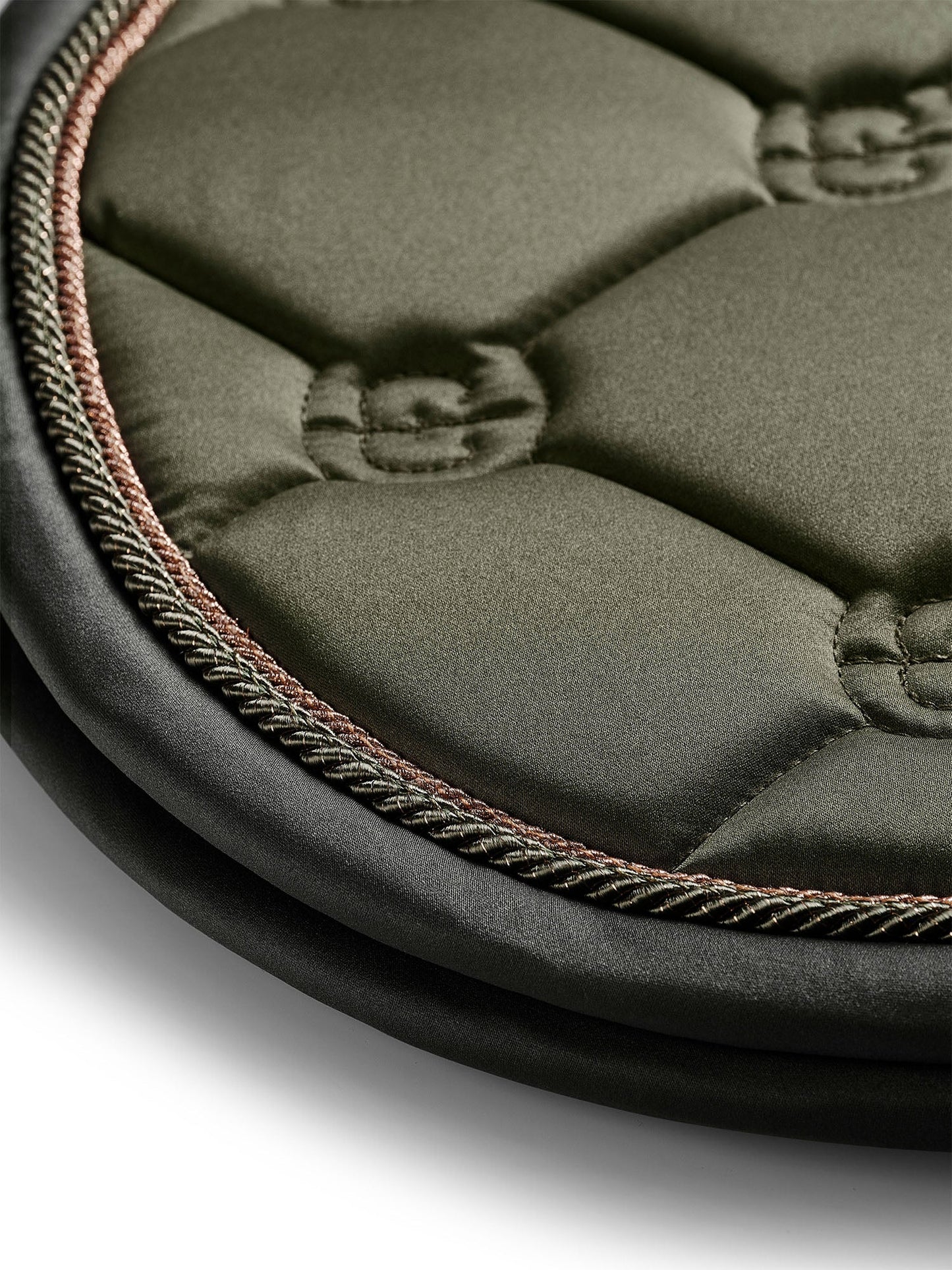 Elegant Olive Green Jump Saddle Pad With Rose Gold, Quick-Dry Comfort