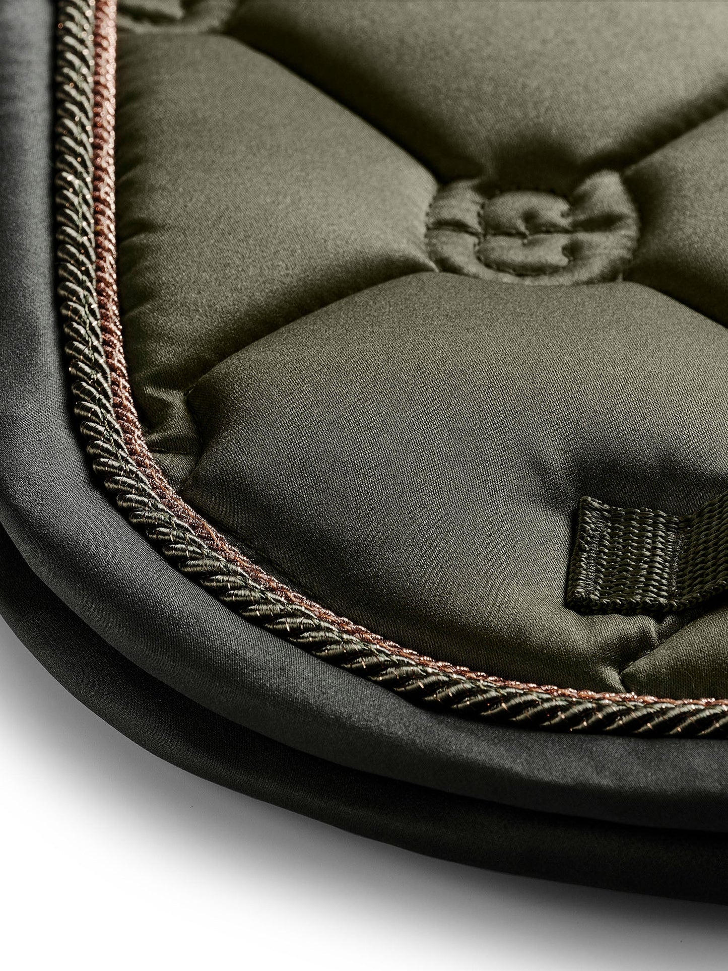 Equestrian Stockholm Striking Valley Dressage Saddle Pad: Olive Green, Rose Gold