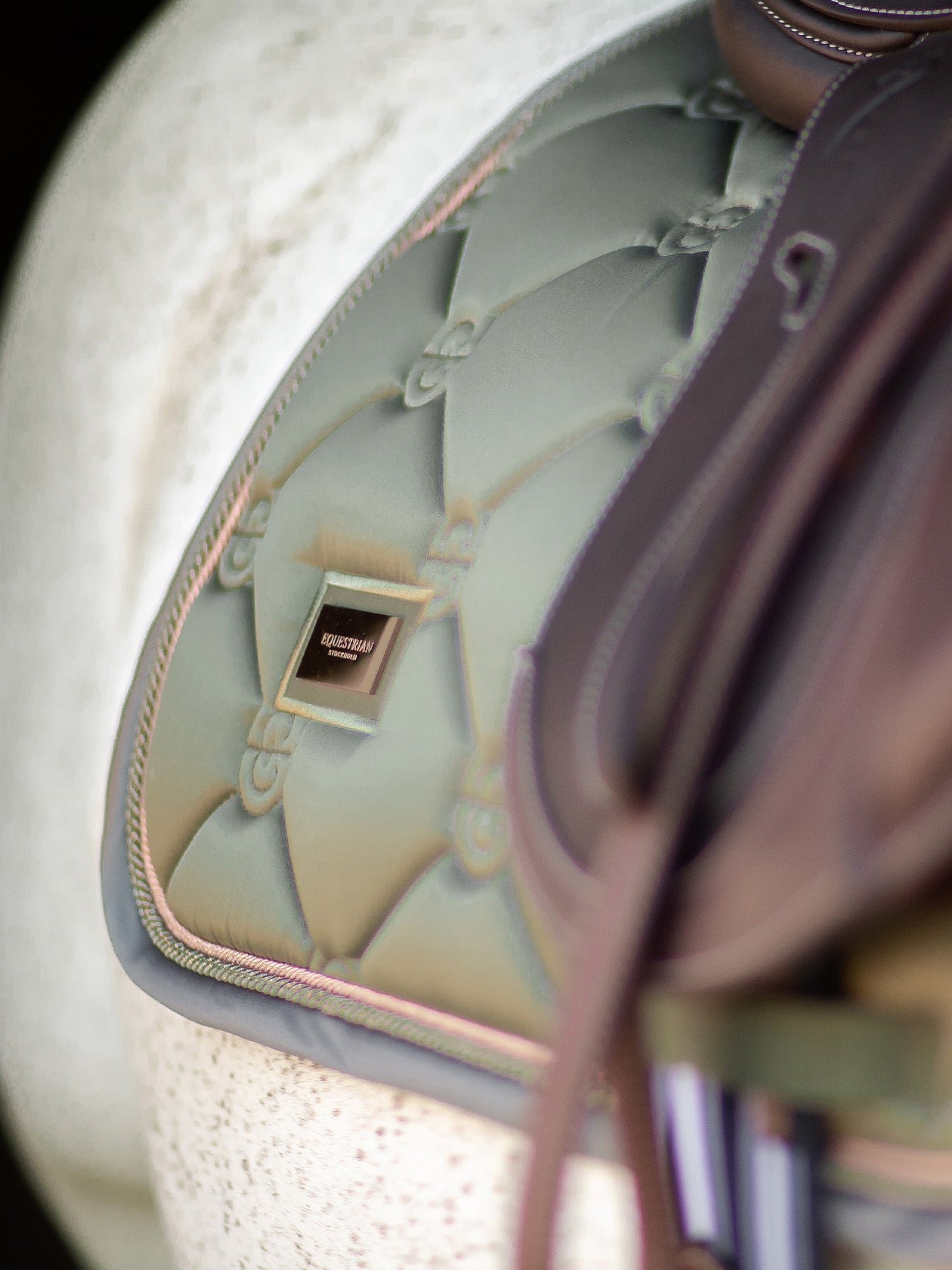 Elegant Olive Green Jump Saddle Pad With Rose Gold, Quick-Dry Comfort