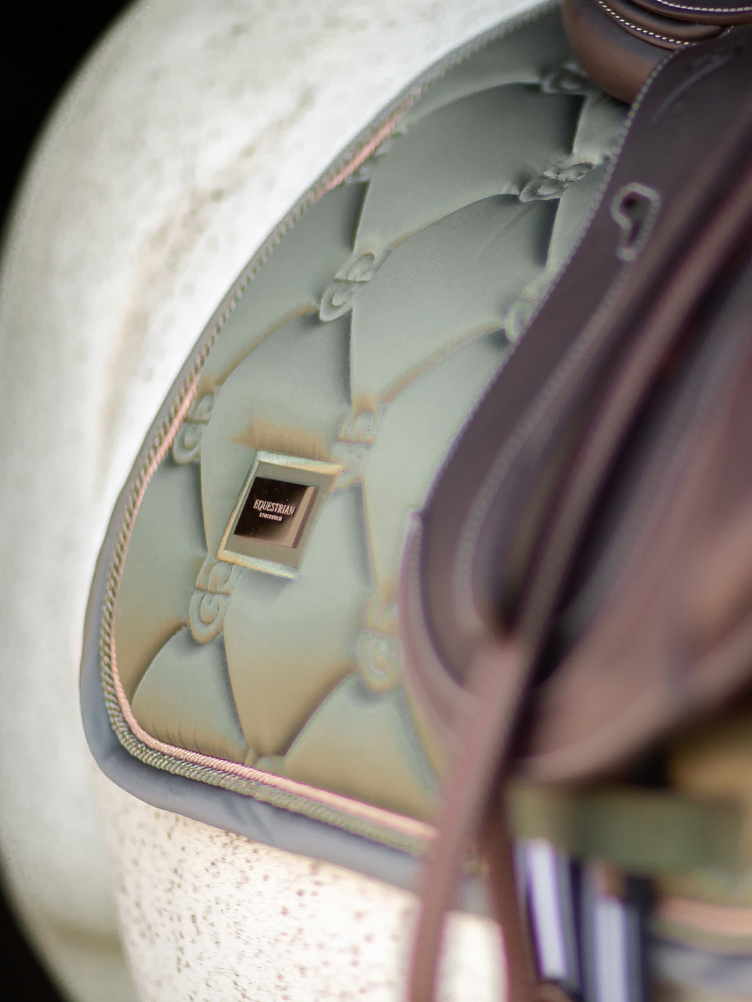 Elegant Olive Green Jump Saddle Pad With Rose Gold, Quick-Dry Comfort