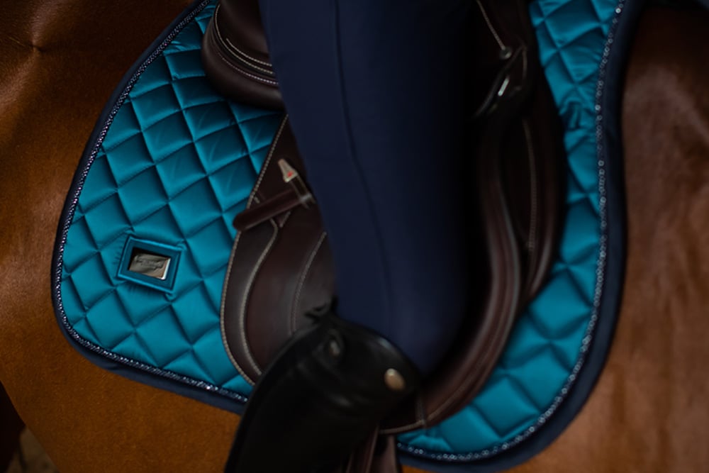 Aurora Blues Jump Saddle Pad: Bamboo Thermal Regulating, Quick Dry, Moisture Wicking