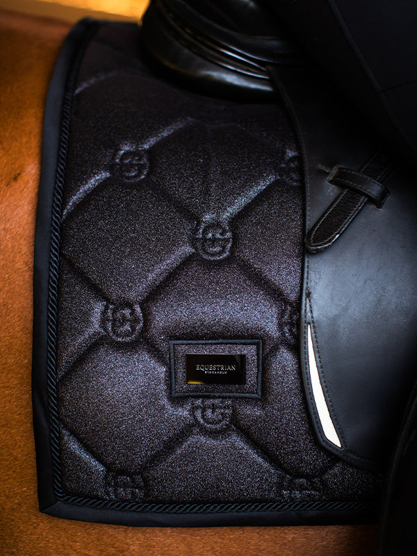 Elegant All Black Glimmer Dressage Saddle Pad - Quick-Dry, Moisture-Wicking Comfort