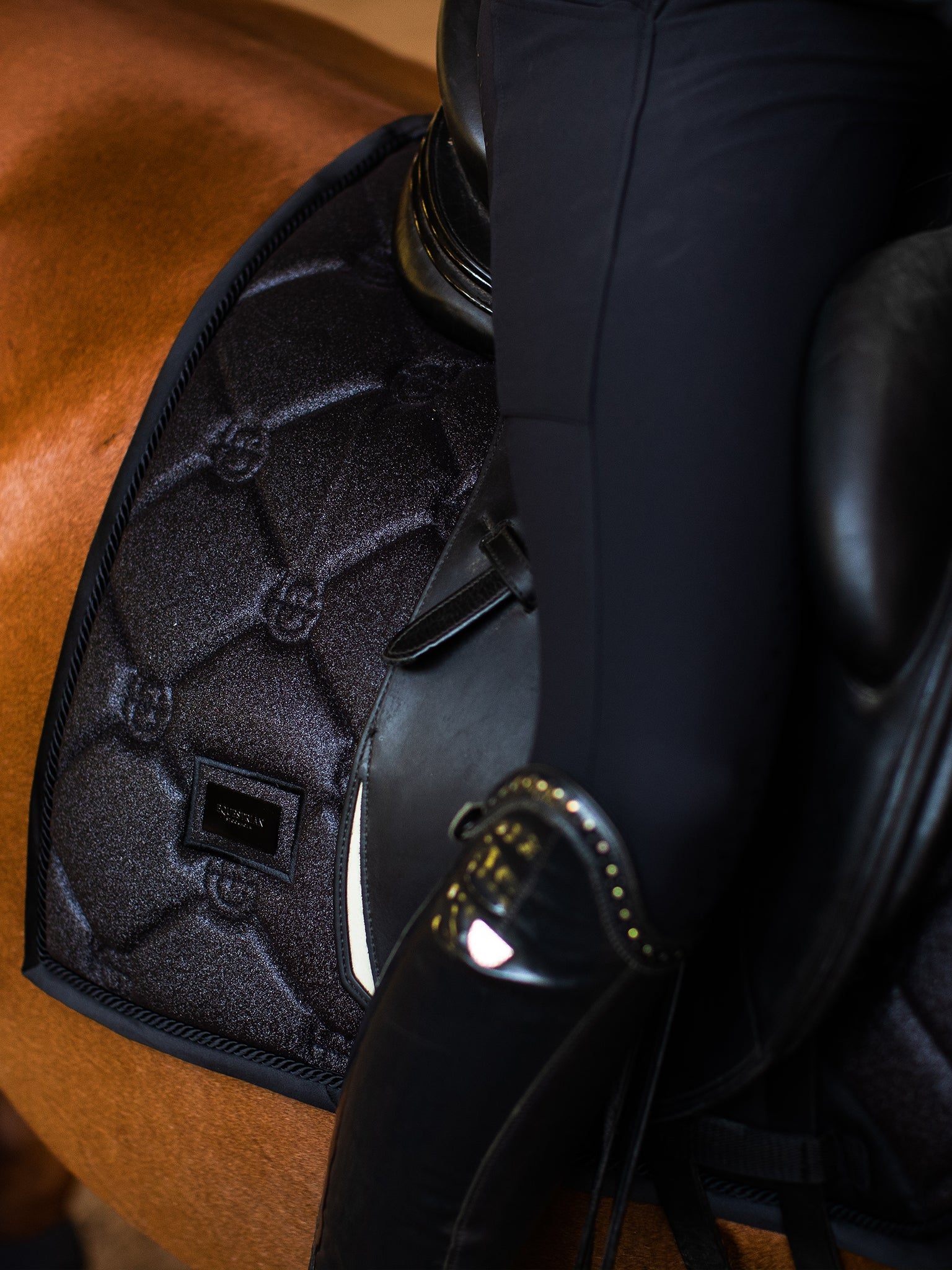 Elegant All Black Glimmer Dressage Saddle Pad - Quick-Dry, Moisture-Wicking Comfort