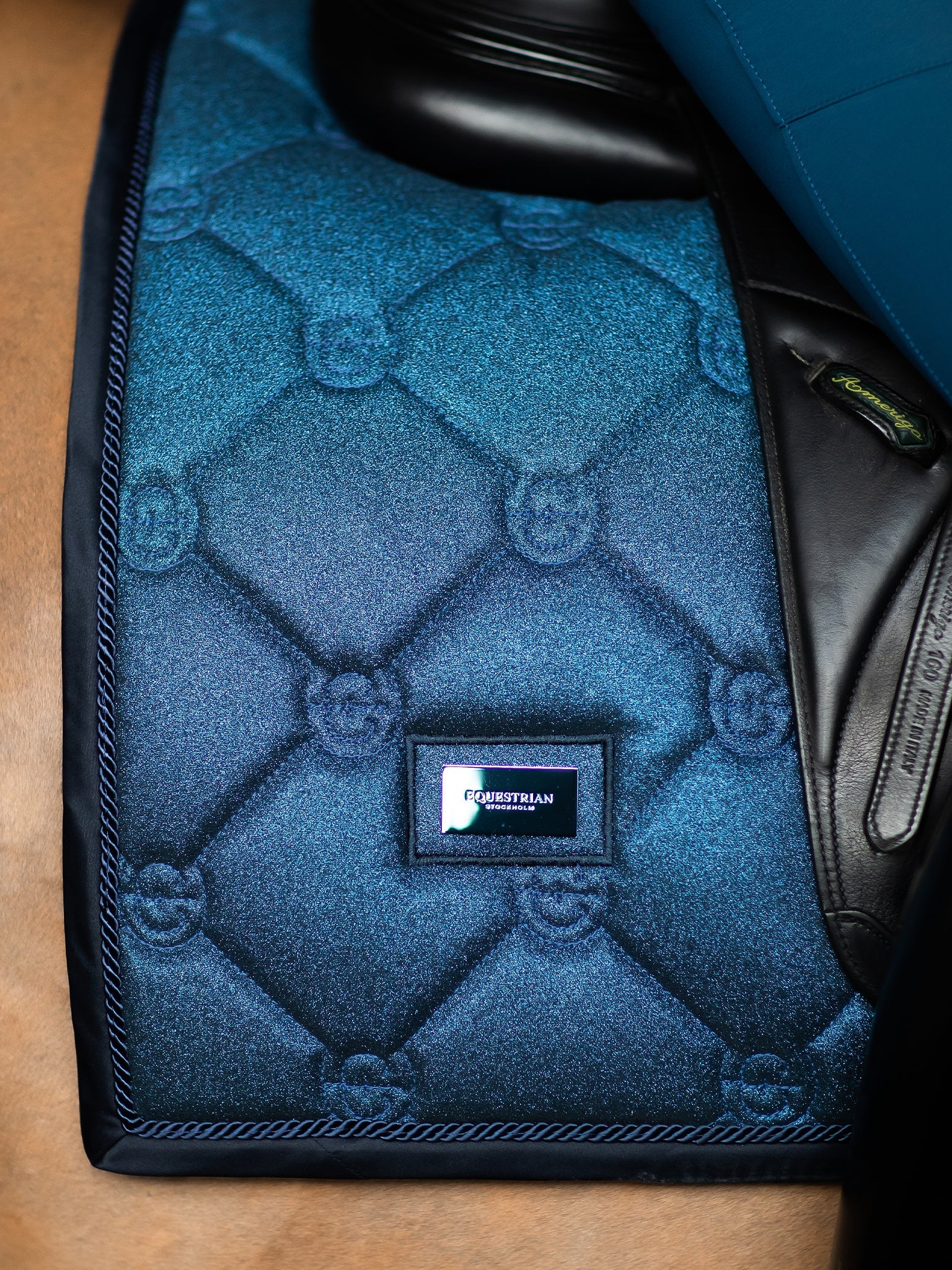 Elegant Blue Meadow Glimmer Dressage Saddle Pad, Quick Dry, Moisture Wicking Comfort