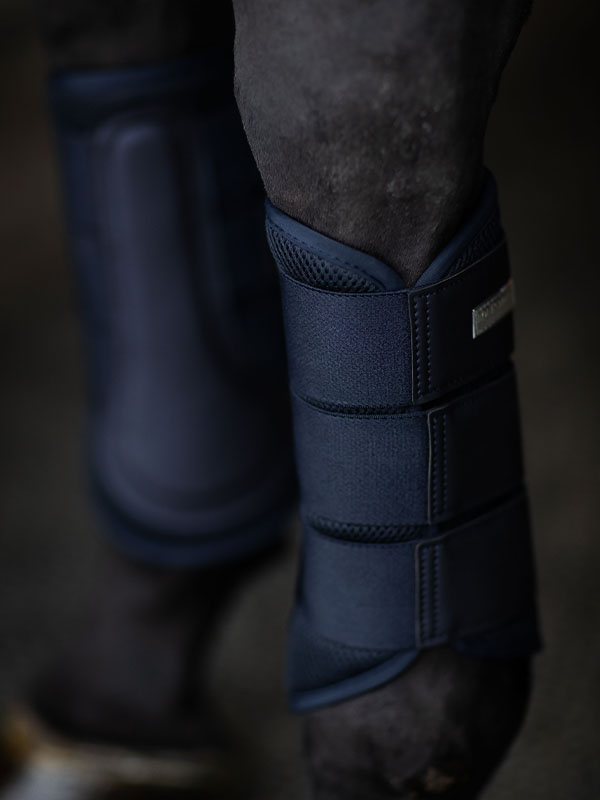 Equestrian Stockholm Breathable Mesh Brushing Boots for Horses - Midnight Blue Protection