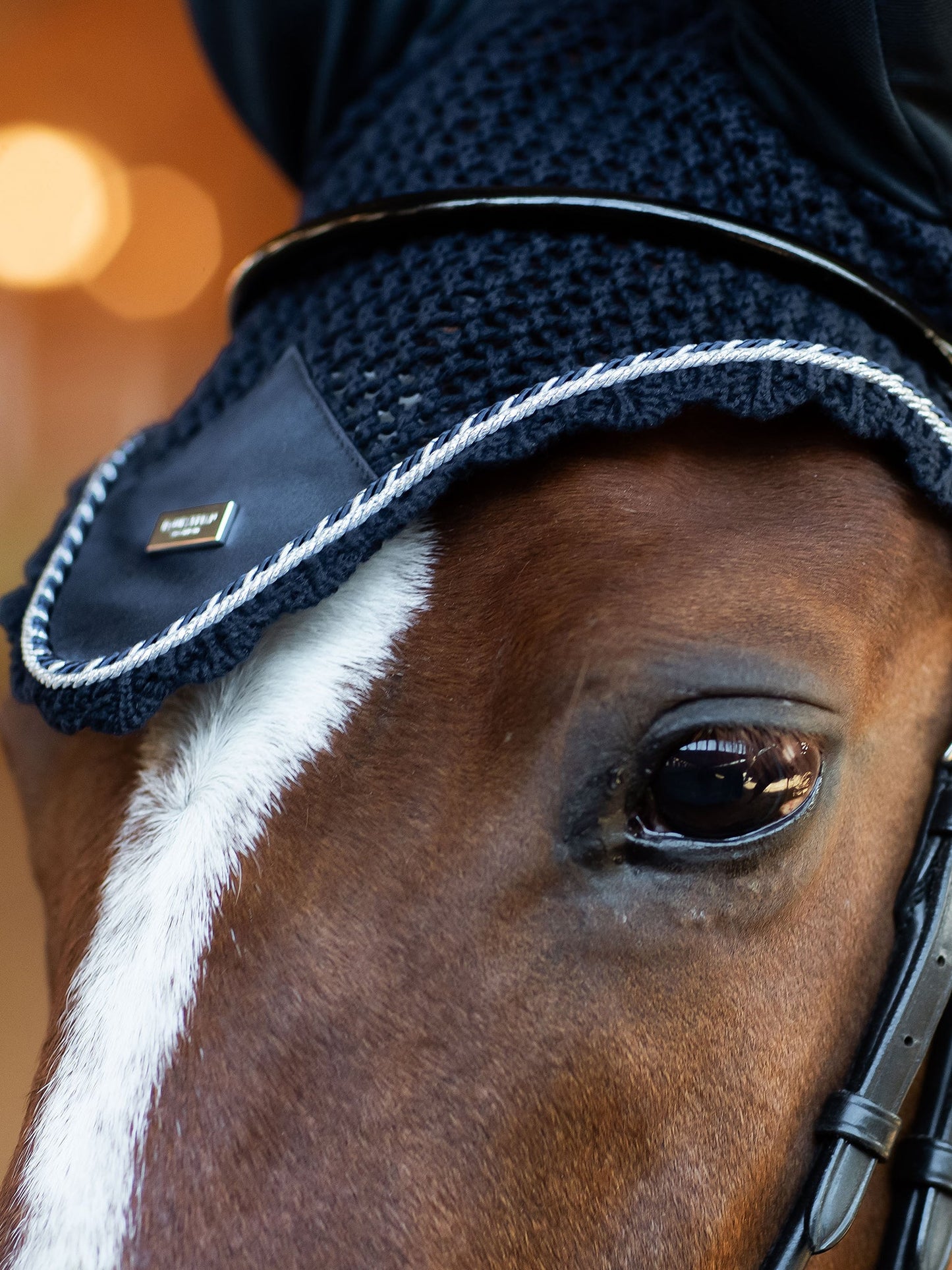 Elegant Midnight Blue Horse Ear Bonnet: Noise Reduction, Insect Protection