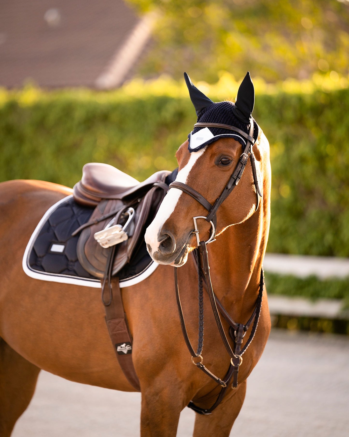 Equestrian Stockholm Midnight White Edge Jump Saddle Pad – Quick Dry Performance