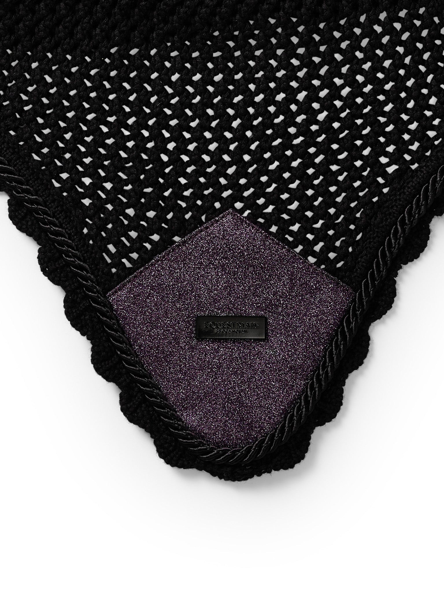Stylish Purple Glimmer Crocheted Horse Ear Bonnet Noise Reduction Insect Protection