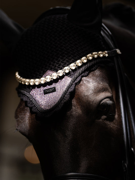 Stylish Purple Glimmer Crocheted Horse Ear Bonnet Noise Reduction Insect Protection