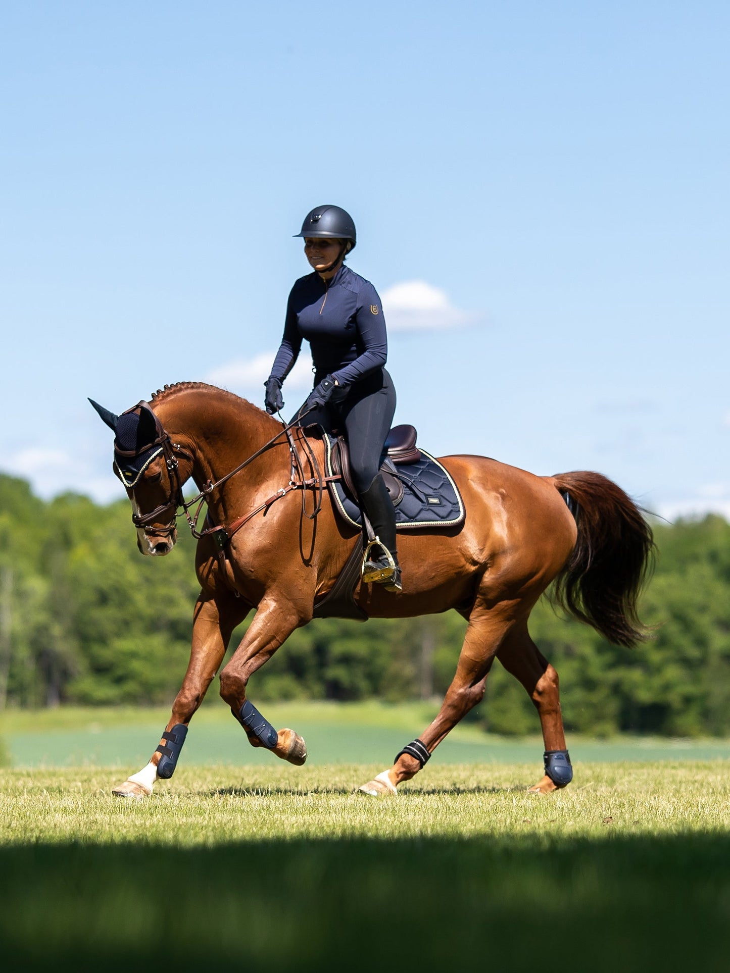 Equestrian Stockholm Royal Classic Navy Glossy Breathable Jump Saddle Pad