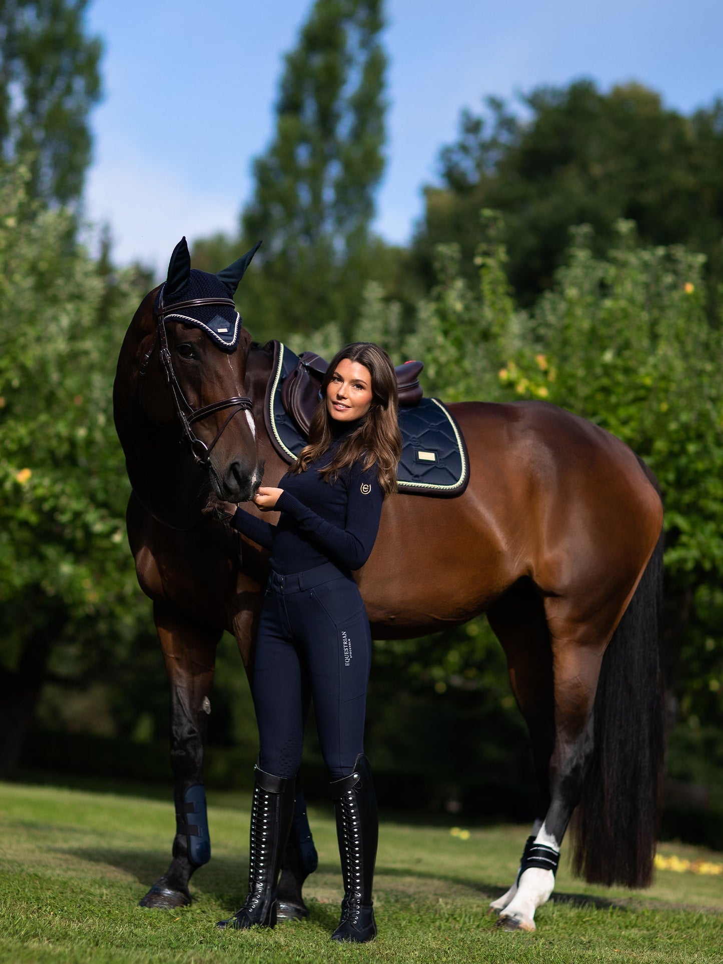 Equestrian Stockholm Royal Classic Navy Glossy Breathable Jump Saddle Pad