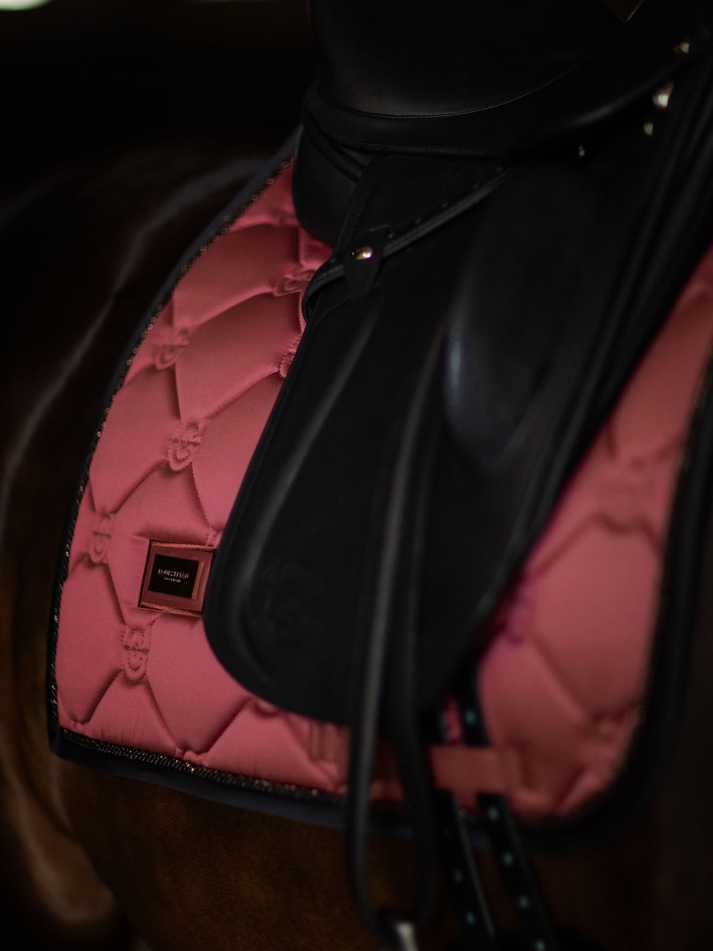 Soft Rouge Dressage Saddle Pad with Quick-Dry Comfort and Rose Gold Accents