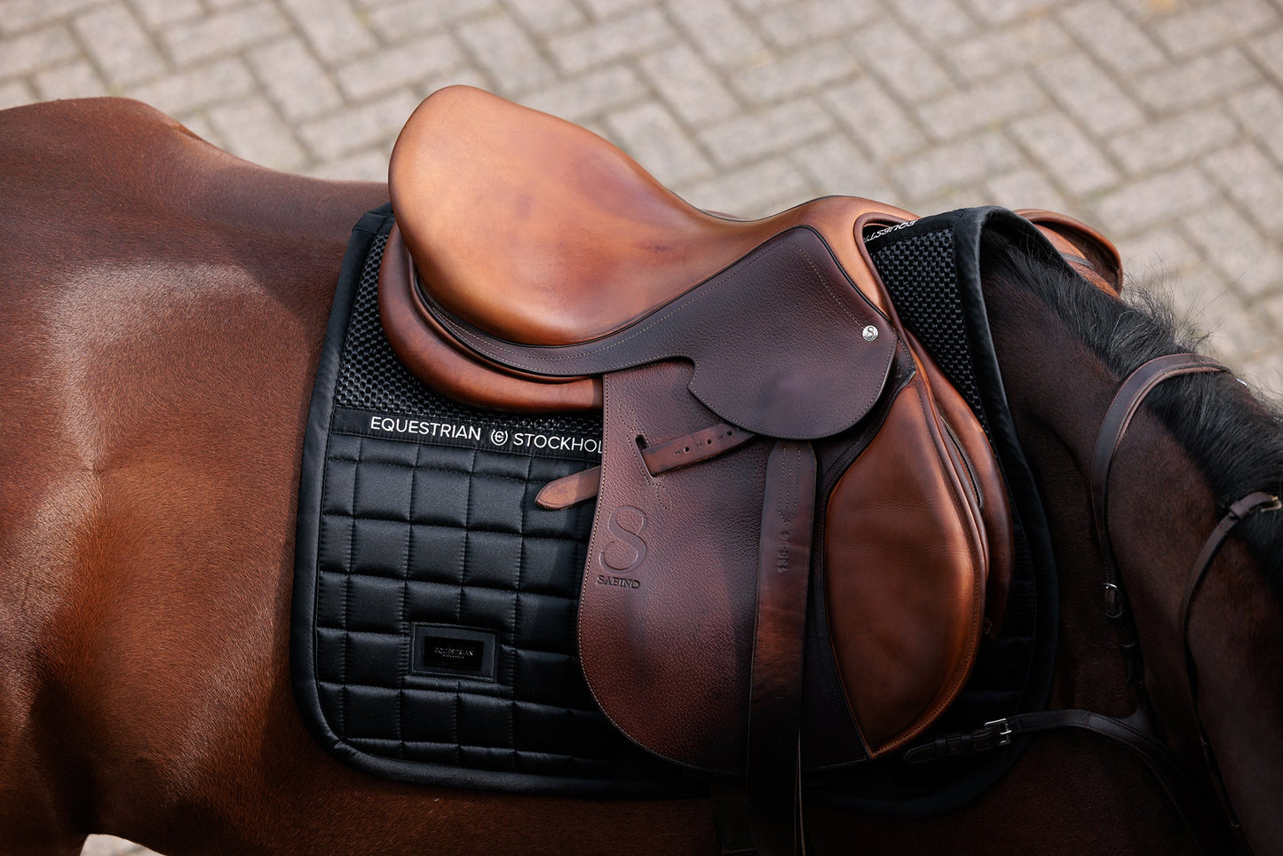 Performance Black Horse Jump Saddle Pad with Grip Mesh and Bamboo Lining